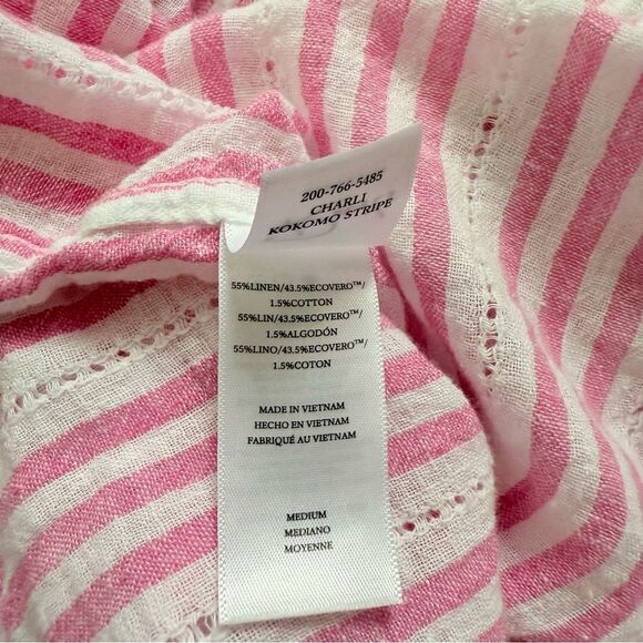 RAILS | Pink and white Charli Button down linen blend shirt | size Medium - Picture 6 of 6